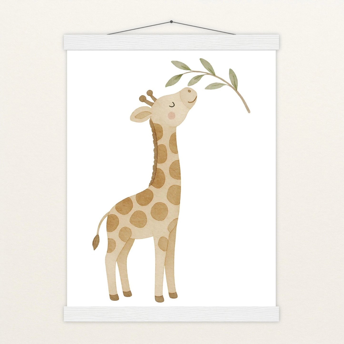 Greta die Giraffe - Motiv: "Blätter" Poster mit Leisten von tinylearner