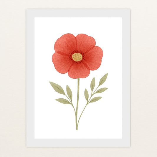 Mohnblume Poster mit Holzrahmen von tinylearner