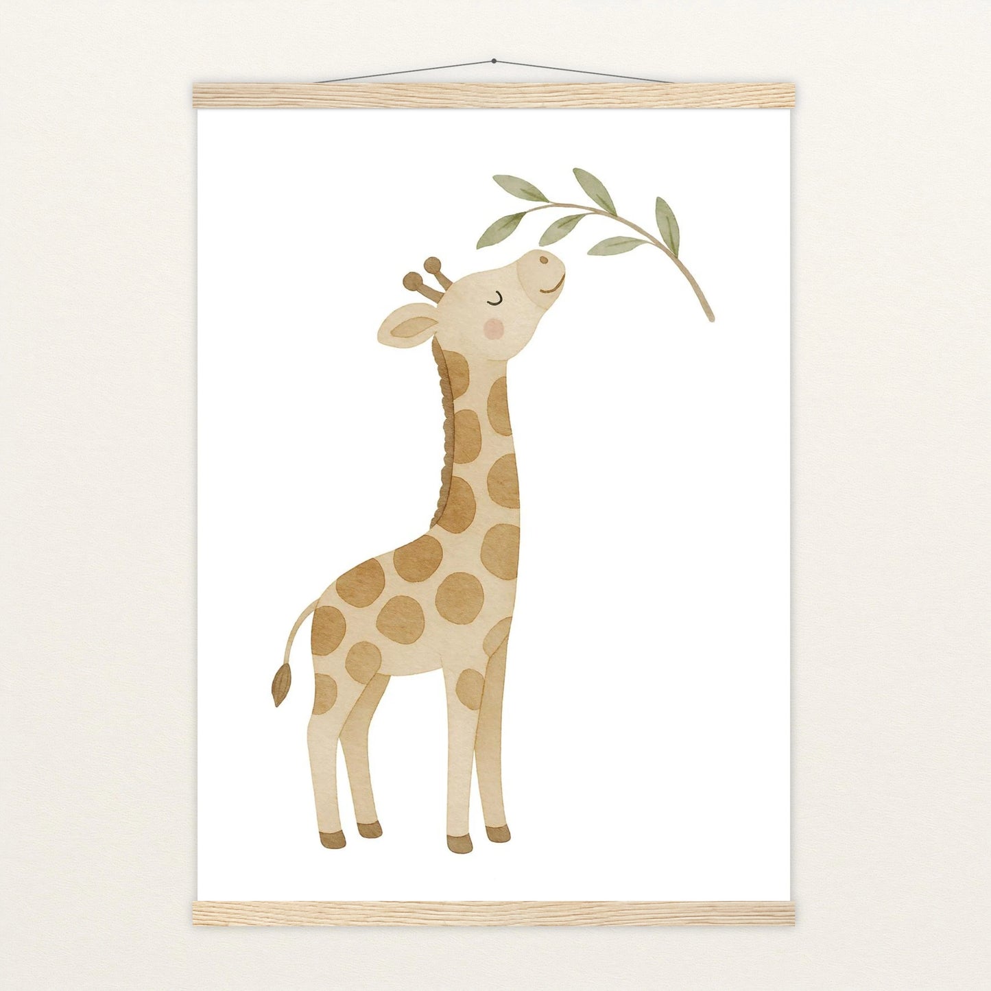 Greta die Giraffe - Motiv: "Blätter" Poster mit Leisten von tinylearner
