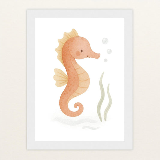 Suri das Seepferdchen Poster mit Holzrahmen von tinylearner