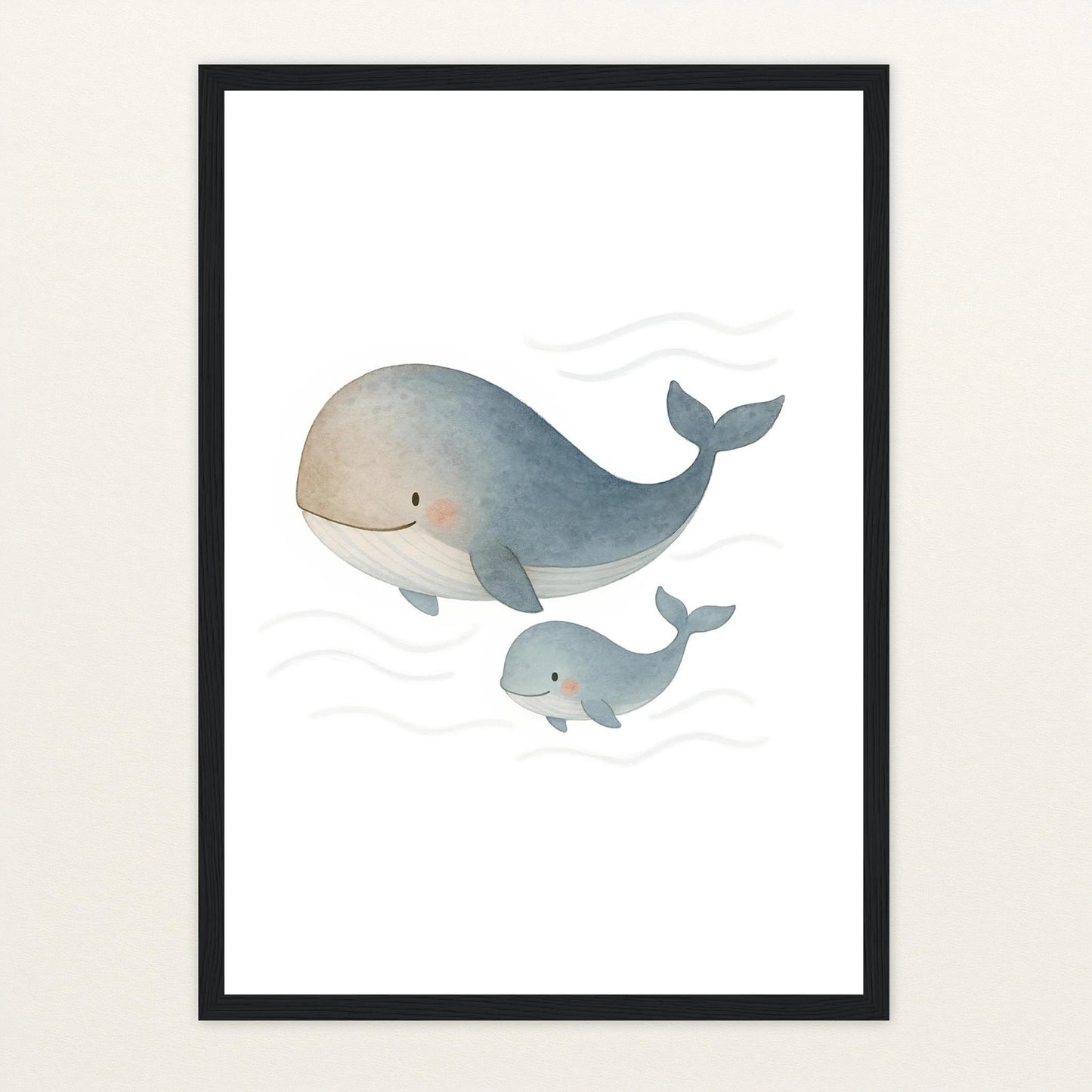 Willi der Wal - Motiv: "Familie" Poster mit Holzrahmen von tinylearner