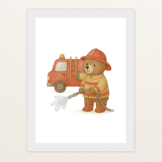 Balu der Bär - Motiv: "Feuerwehr" Poster mit Holzrahmen von tinylearner