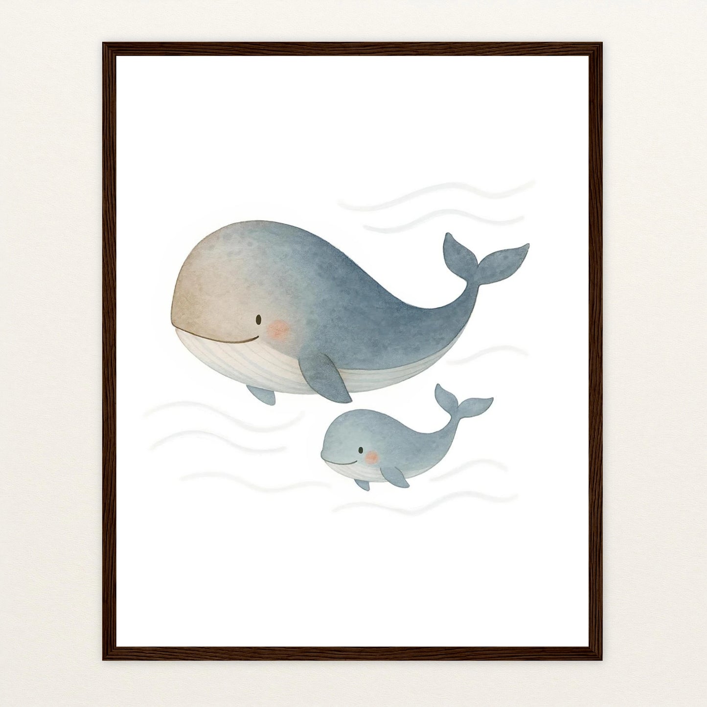 Willi der Wal - Motiv: "Familie" Poster mit Holzrahmen von tinylearner