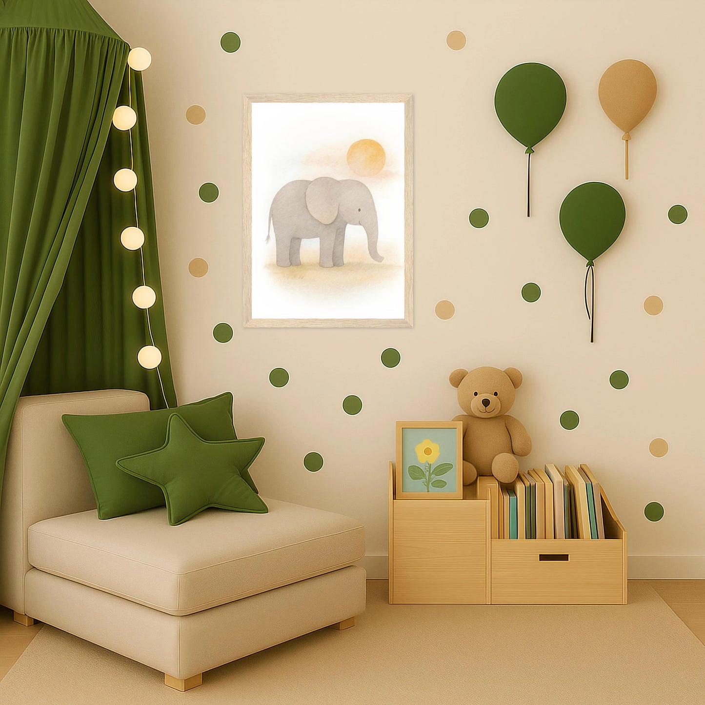Emil der Elefant - Motiv: "Sonne" Poster mit Holzrahmen von tinylearner