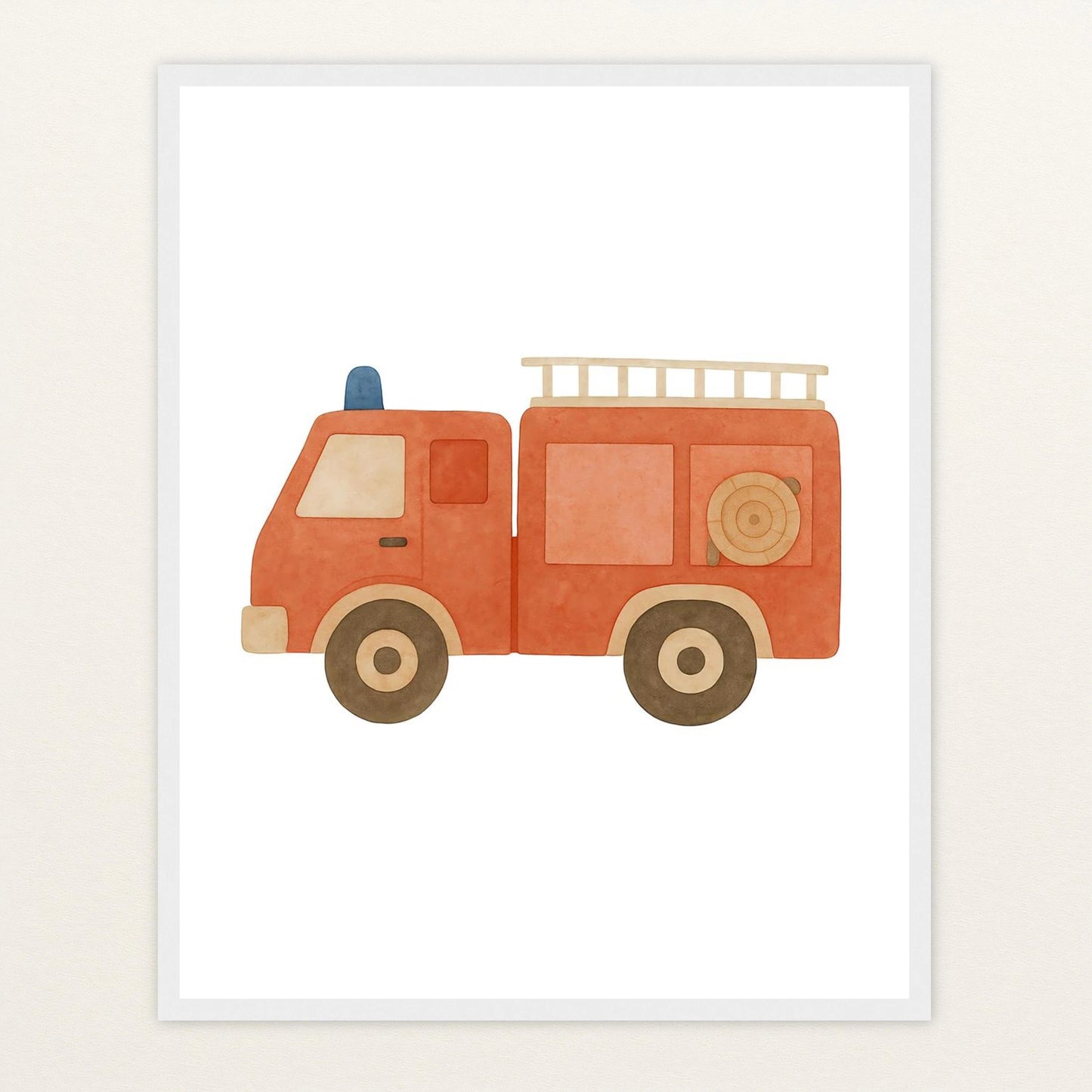 Feuerwehrauto Poster mit Holzrahmen von tinylearner