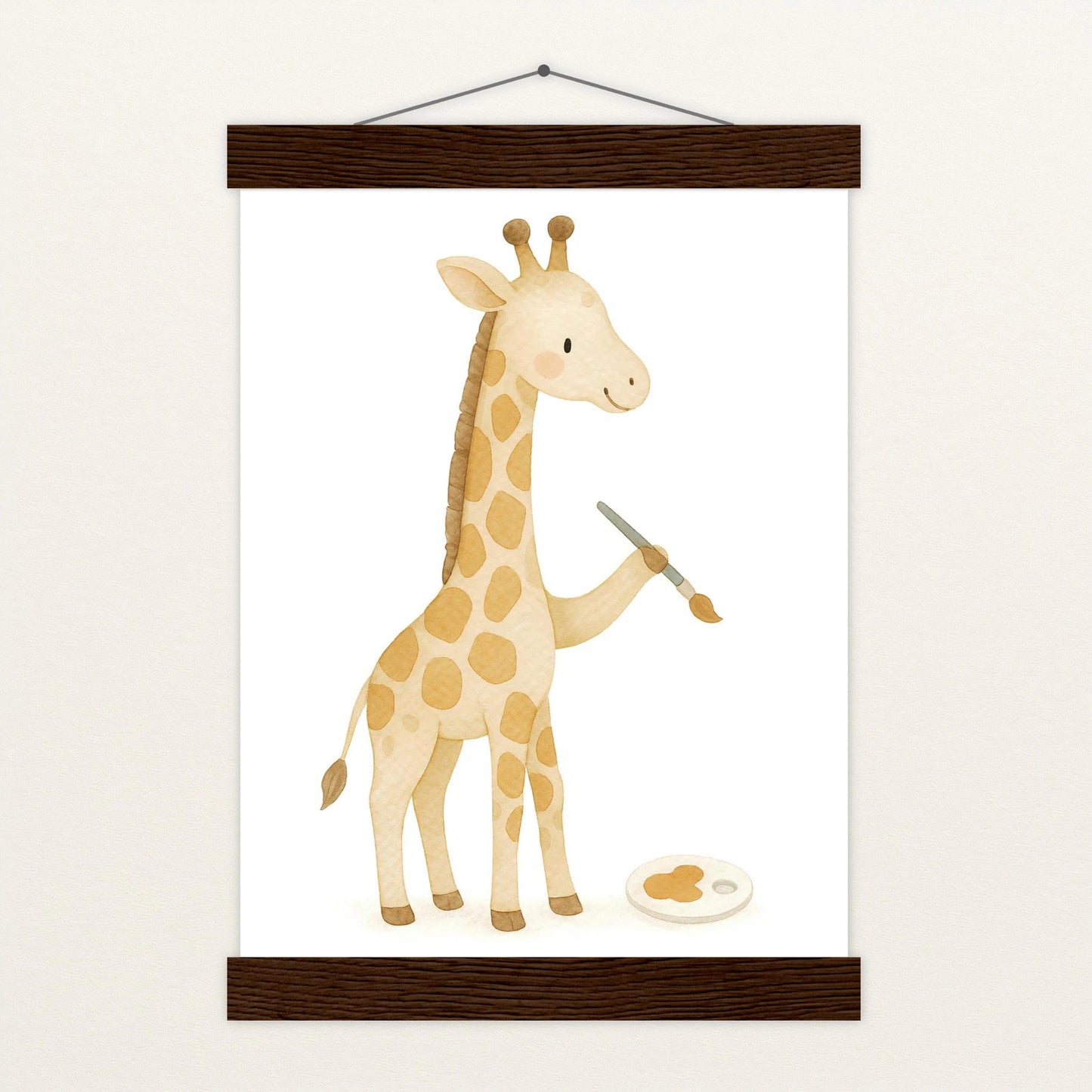 Greta die Giraffe - Motiv: "Malen" Poster mit Leisten von tinylearner
