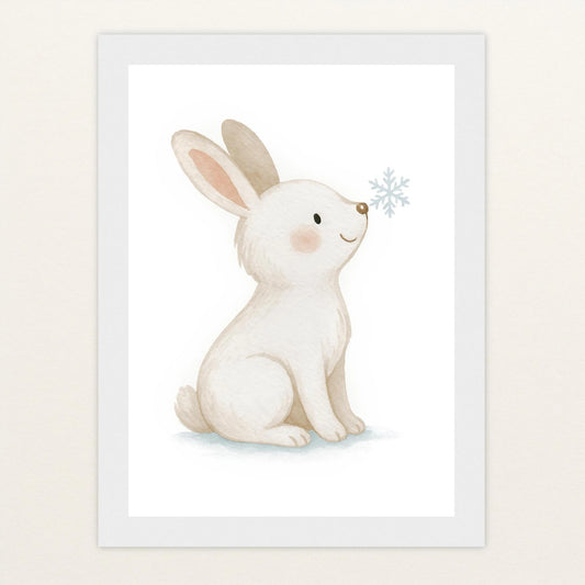 Sina der Schneehase Poster mit Holzrahmen von tinylearner