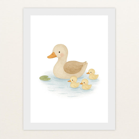 Gusi die Gans - Motiv: "Teich" Poster mit Holzrahmen von tinylearner
