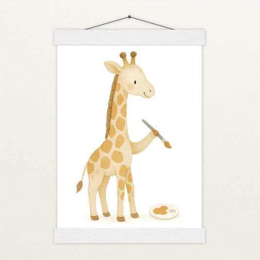 Greta die Giraffe - Motiv: "Malen" Poster mit Leisten von tinylearner