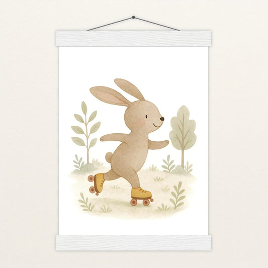 Holly der Hase - Motiv: "Rollschuhe" Poster mit Leisten von tinylearner