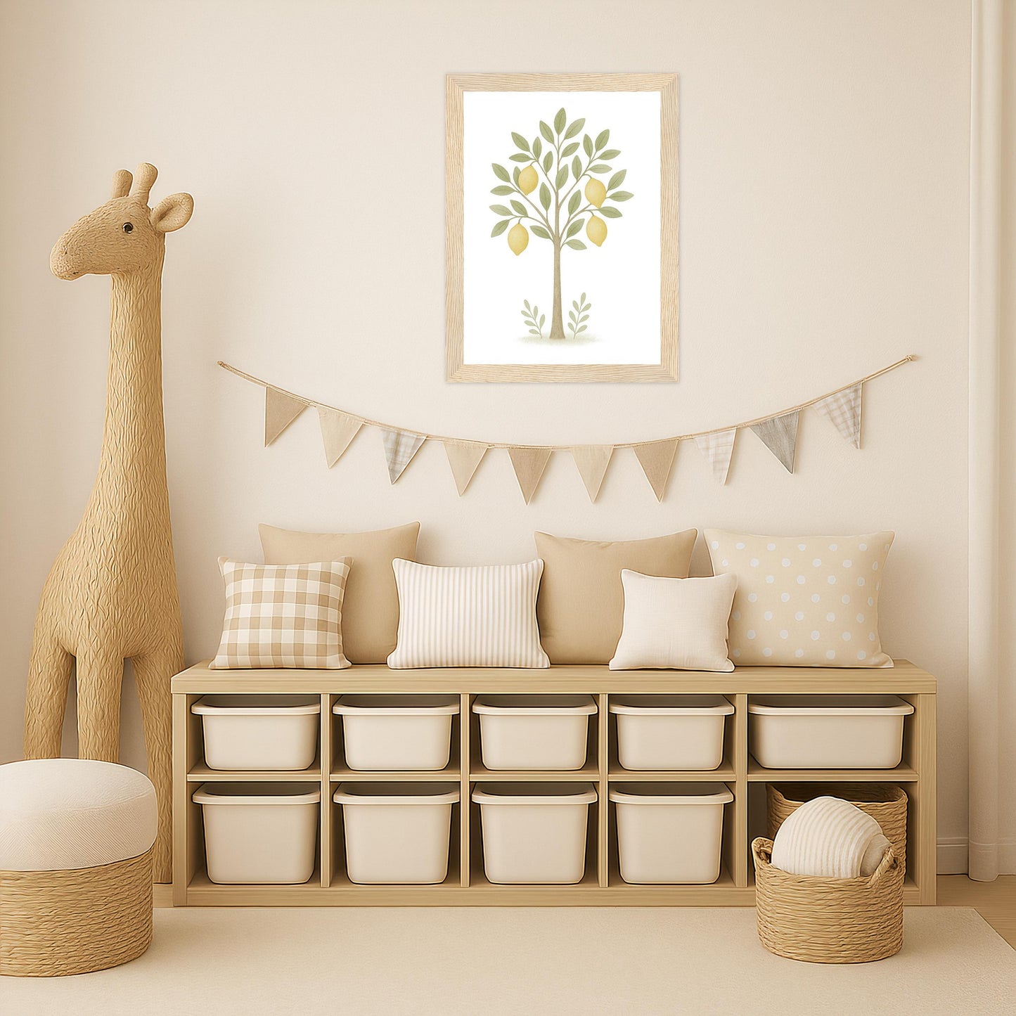 Zitronenbaum Poster mit Holzrahmen von tinylearner