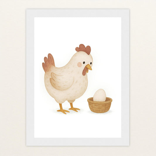 Hanni das Huhn - Motiv: "Ei" Poster mit Holzrahmen von tinylearner