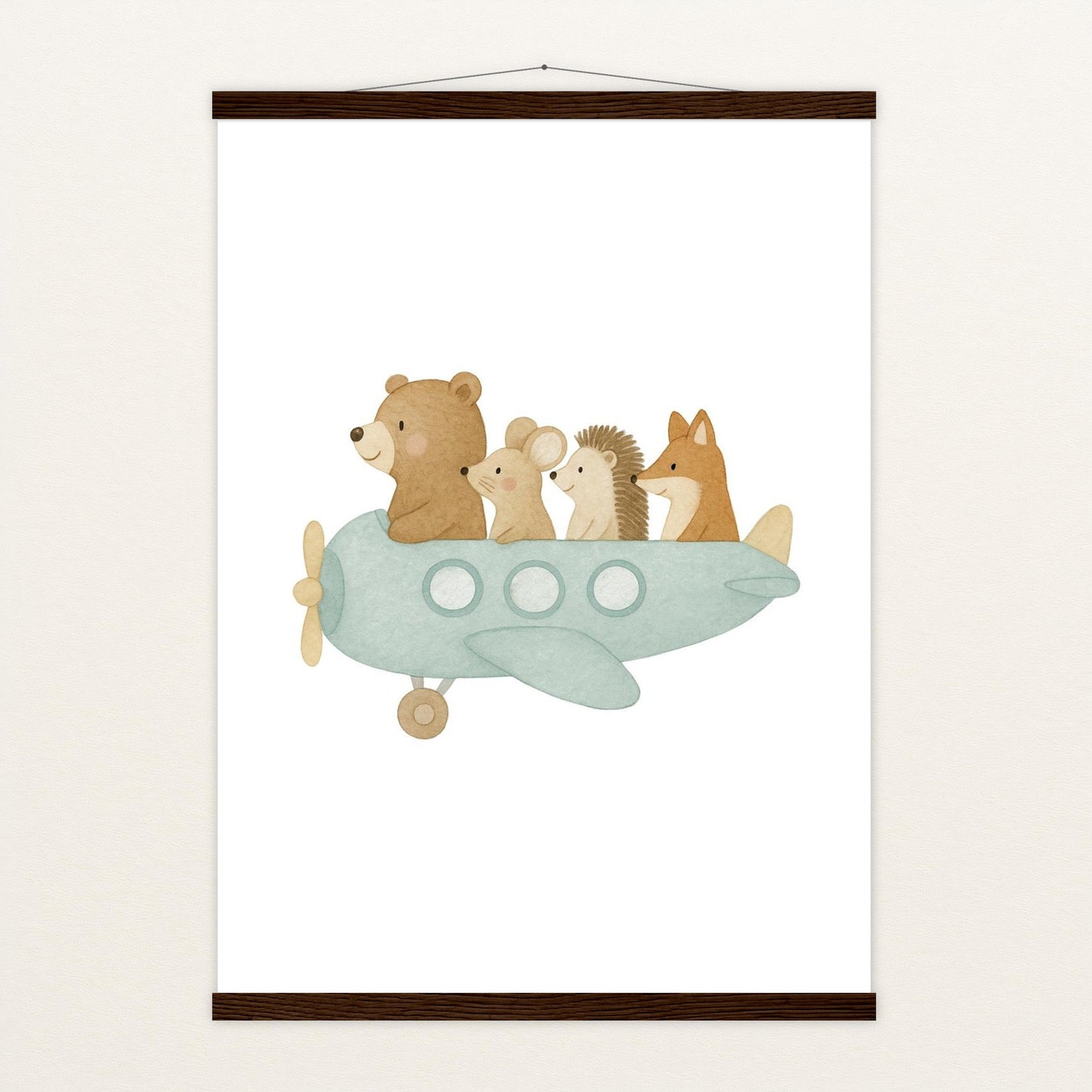 Tierfreunde - Motiv: "Flugzeug" Poster mit Leisten von tinylearner