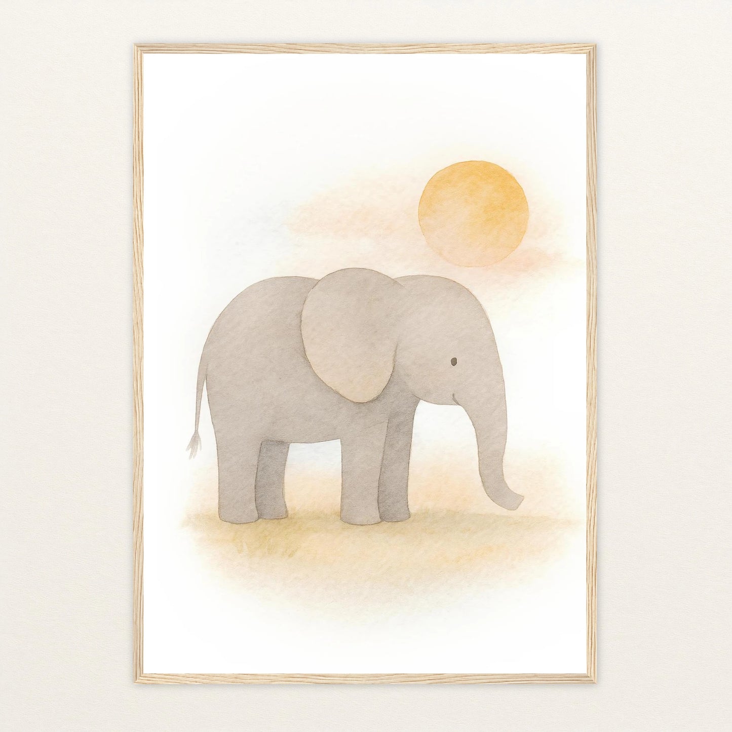 Emil der Elefant - Motiv: "Sonne" Poster mit Holzrahmen von tinylearner