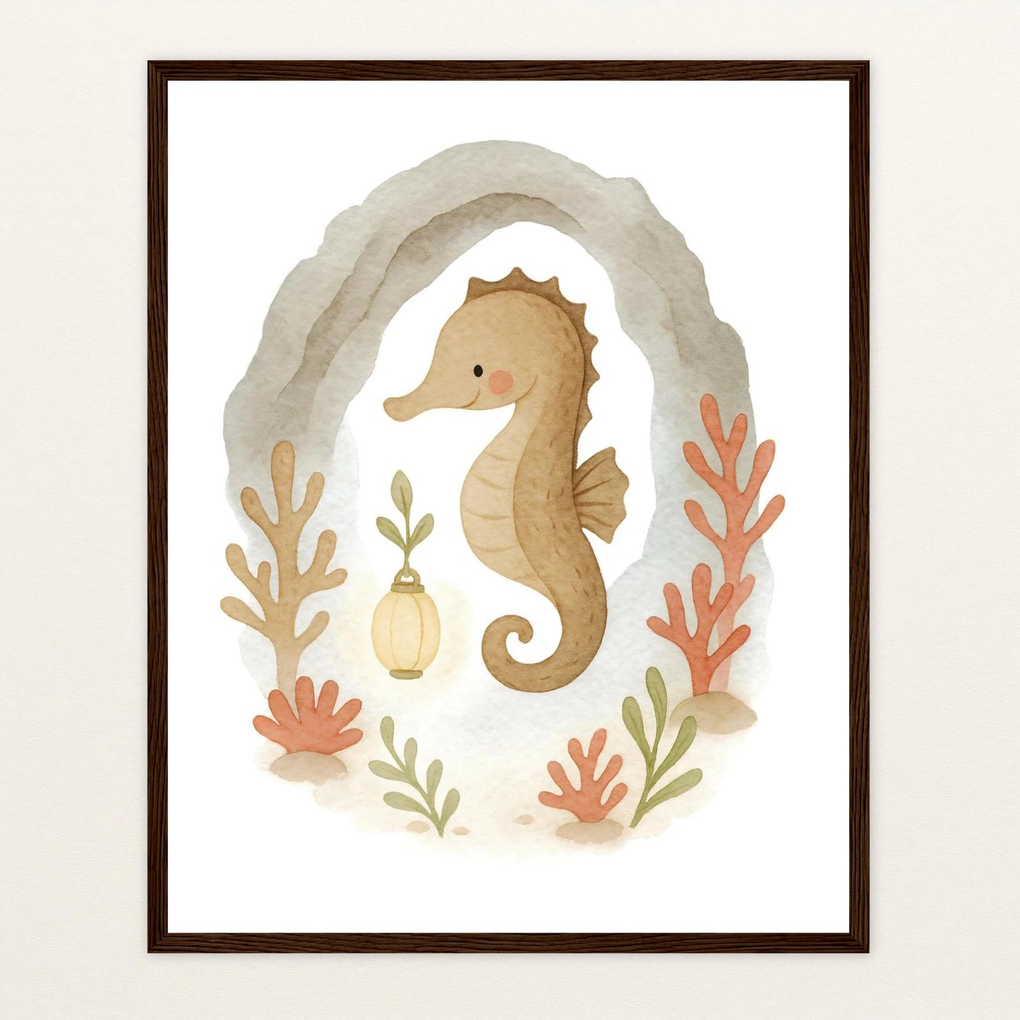 Suri das Seepferdchen - Motiv: "Höhle" Poster mit Holzrahmen von tinylearner