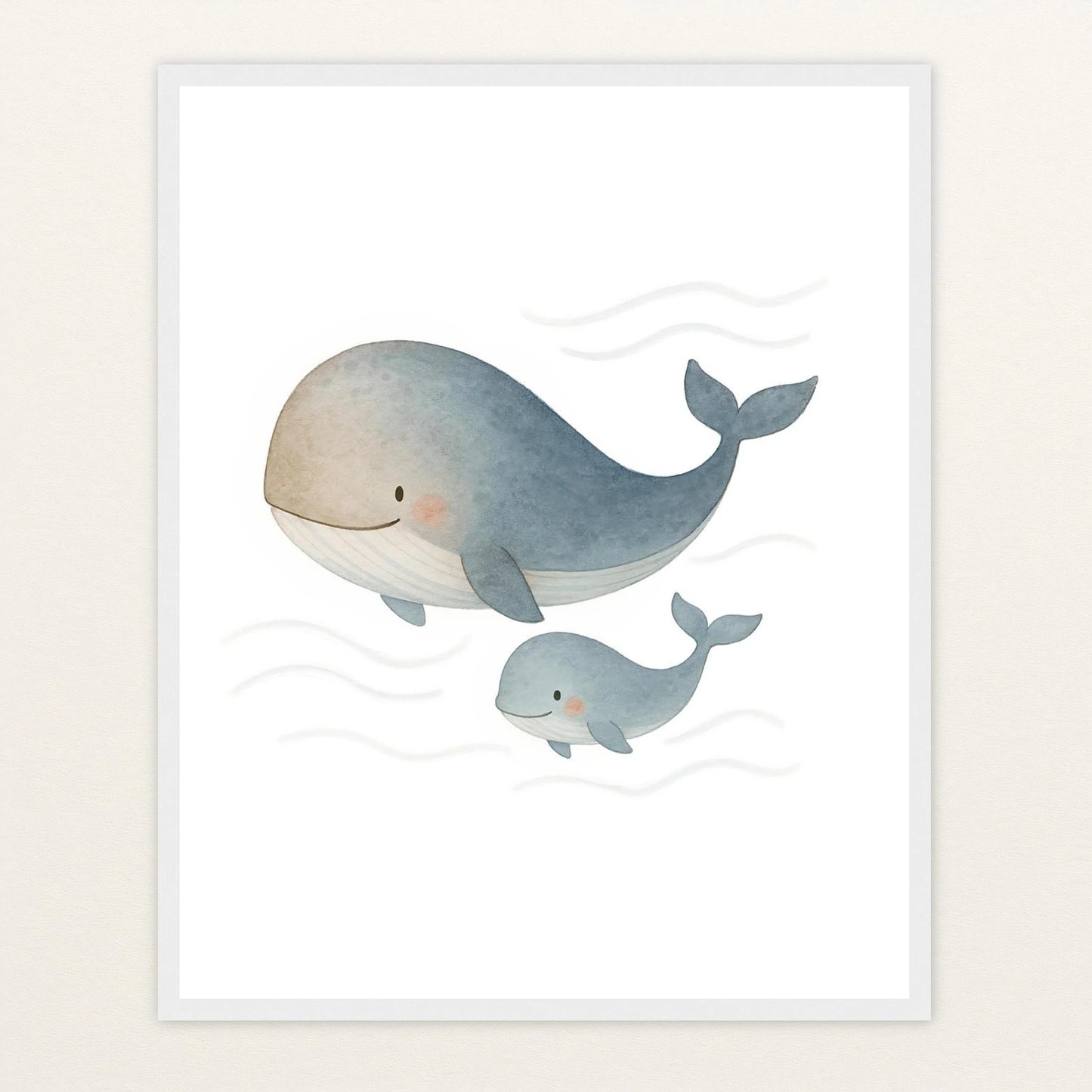 Willi der Wal - Motiv: "Familie" Poster mit Holzrahmen von tinylearner