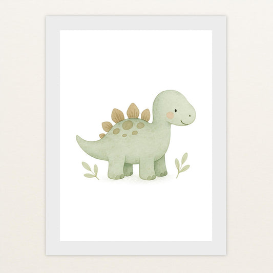 Dinosaurier Stegosaurus Poster mit Holzrahmen von tinylearner