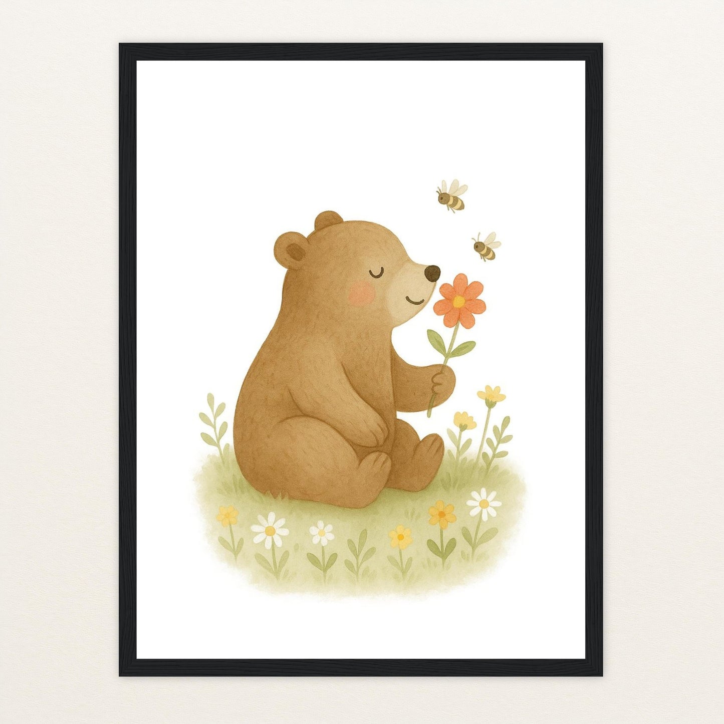 Balu der Bär - Motiv: "Blume" Poster mit Holzrahmen von tinylearner