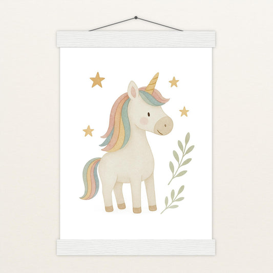 Luni das Einhorn Poster mit Leisten von tinylearner