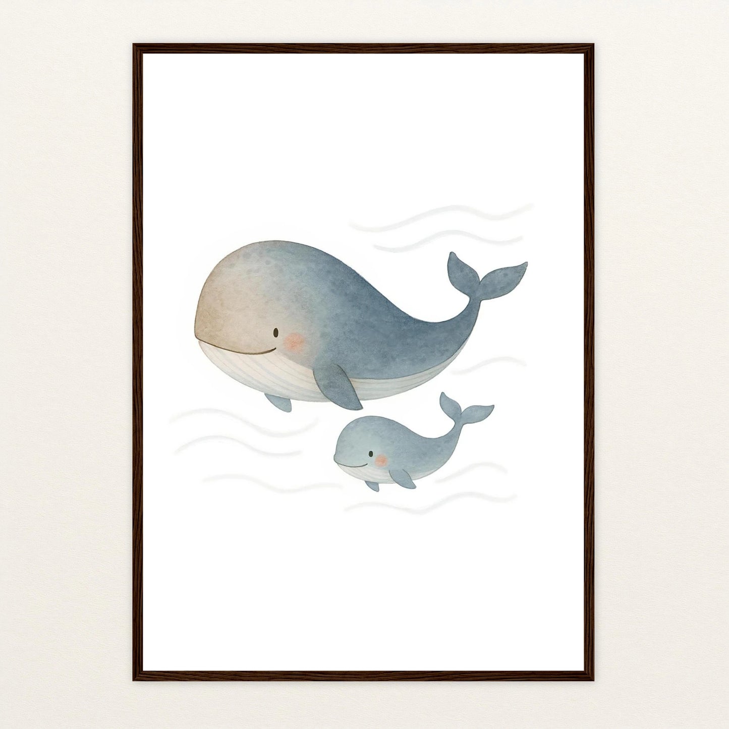 Willi der Wal - Motiv: "Familie" Poster mit Holzrahmen von tinylearner
