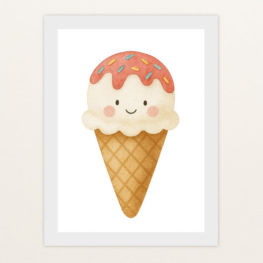 Süßes: Eiscreme Poster mit Holzrahmen von tinylearner