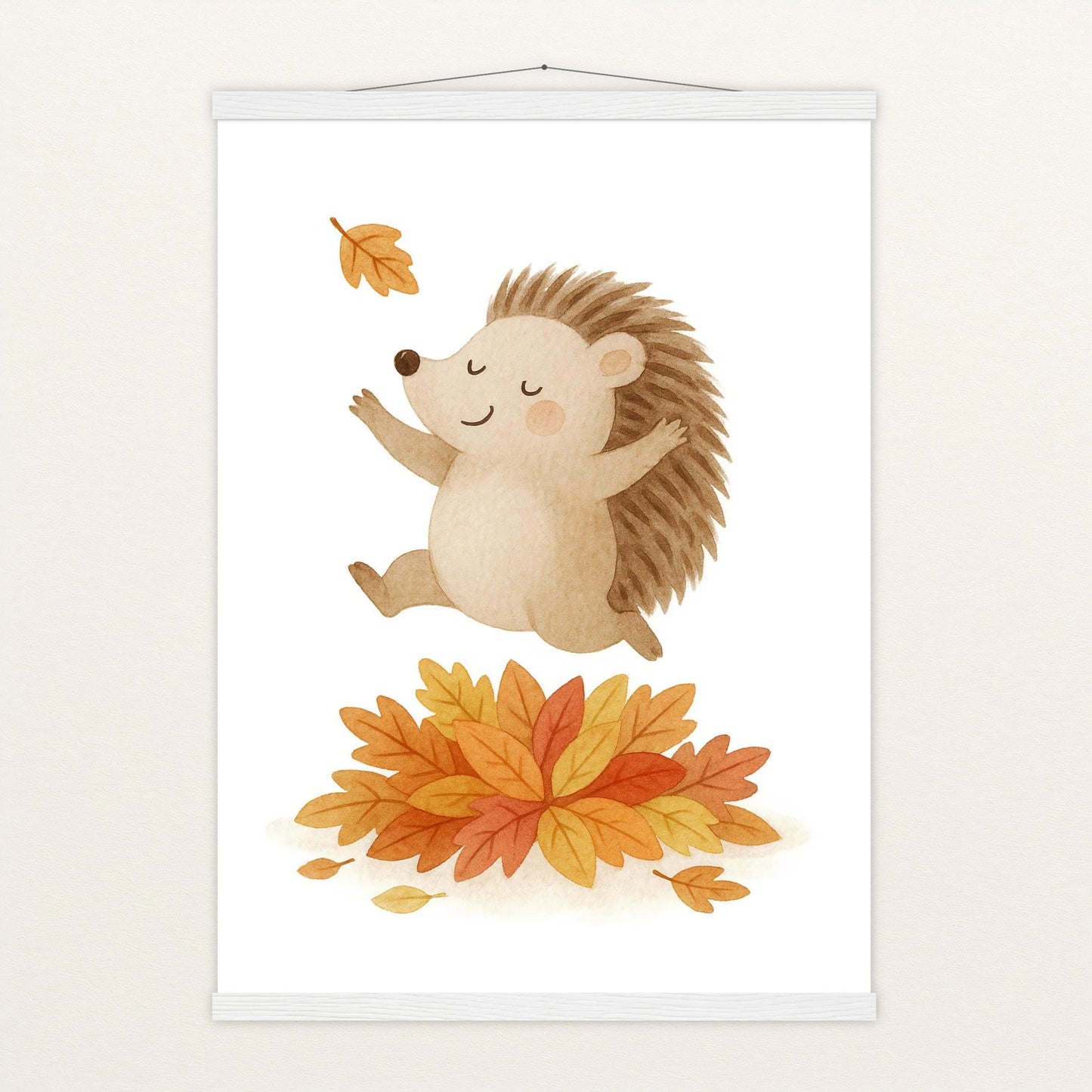 Iggi der Igel - Motiv: "Laub" Poster mit Leisten von tinylearner