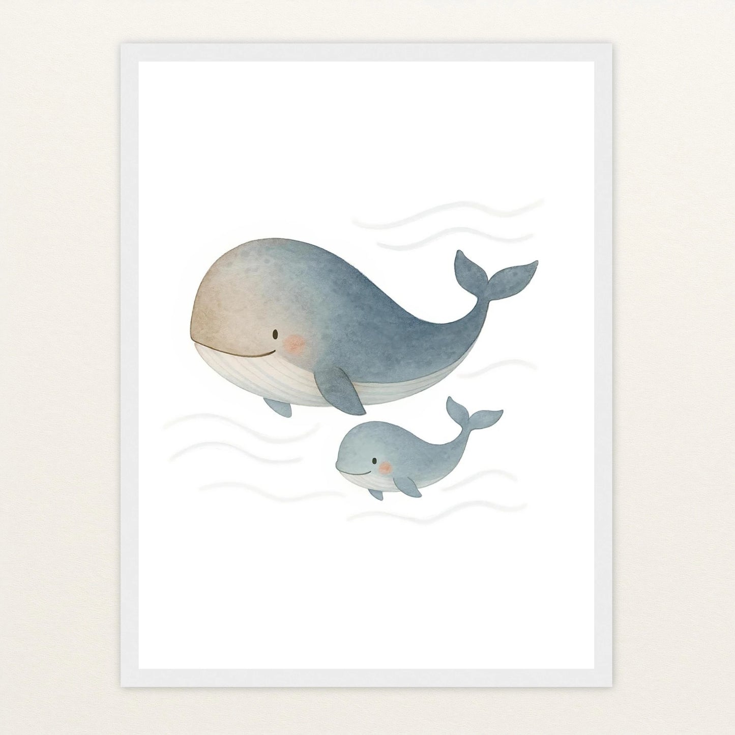 Willi der Wal - Motiv: "Familie" Poster mit Holzrahmen von tinylearner