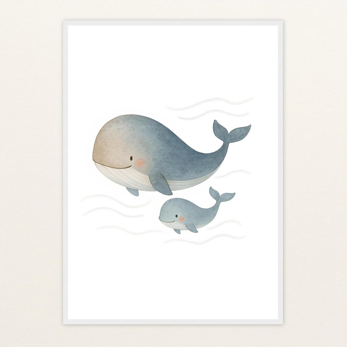 Willi der Wal - Motiv: "Familie" Poster mit Holzrahmen von tinylearner