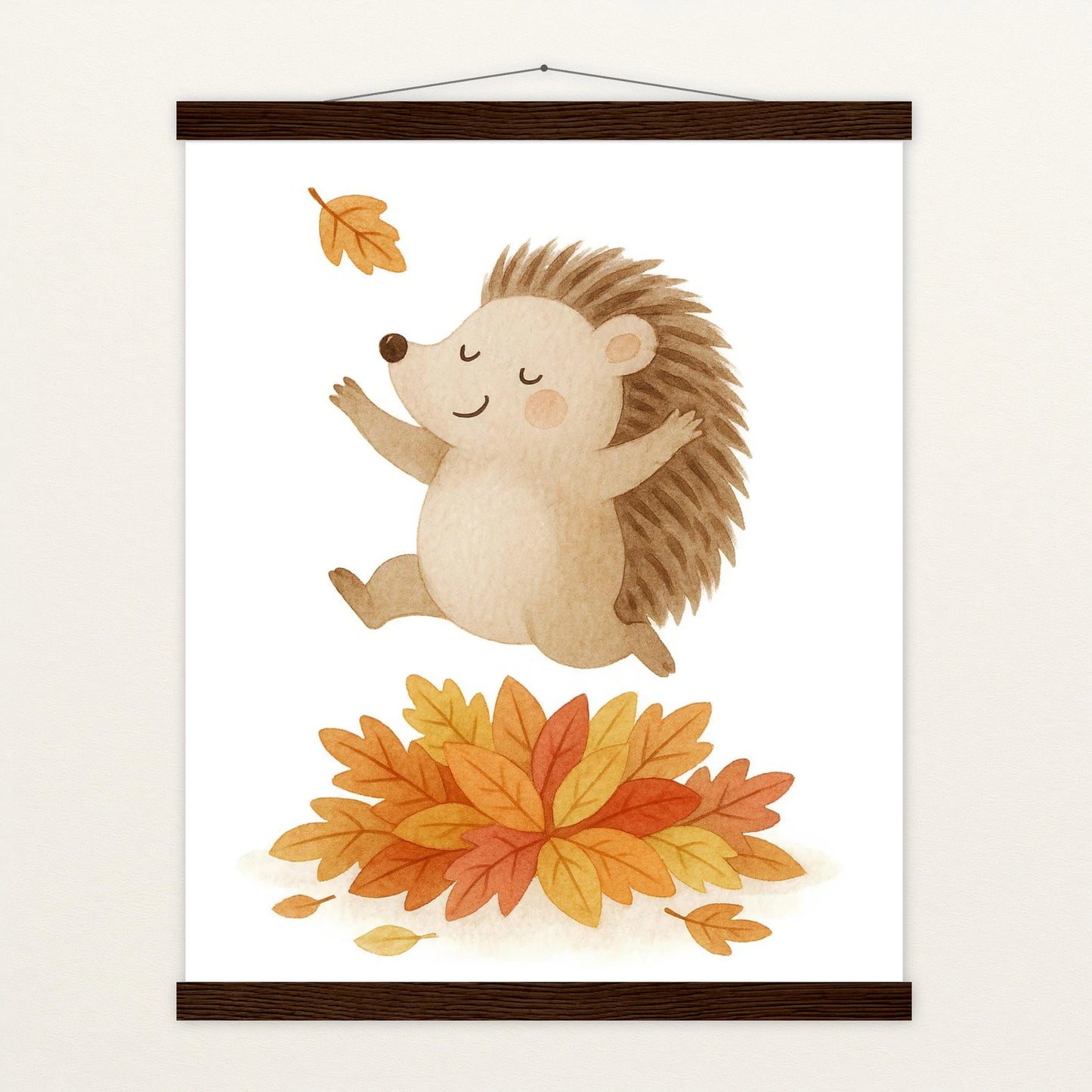 Iggi der Igel - Motiv: "Laub" Poster mit Leisten von tinylearner