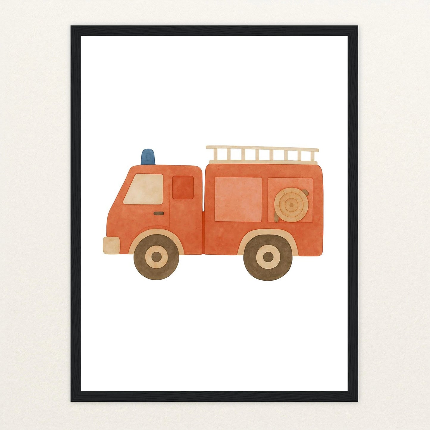 Feuerwehrauto Poster mit Holzrahmen von tinylearner