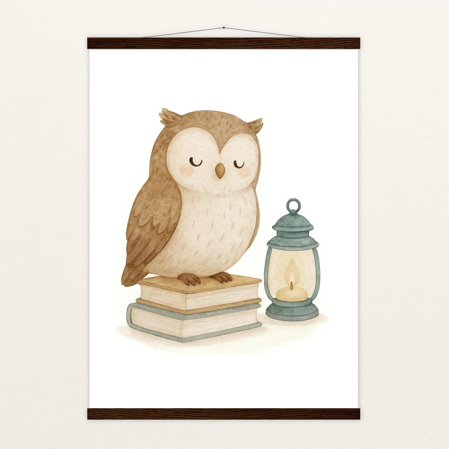 Emmi die Eule - Motiv: "Buch" Poster mit Leisten von tinylearner