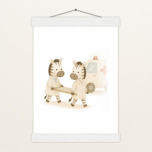 Zinni das Zebra - Motiv: "Krankenwagen" Poster mit Leisten von tinylearner