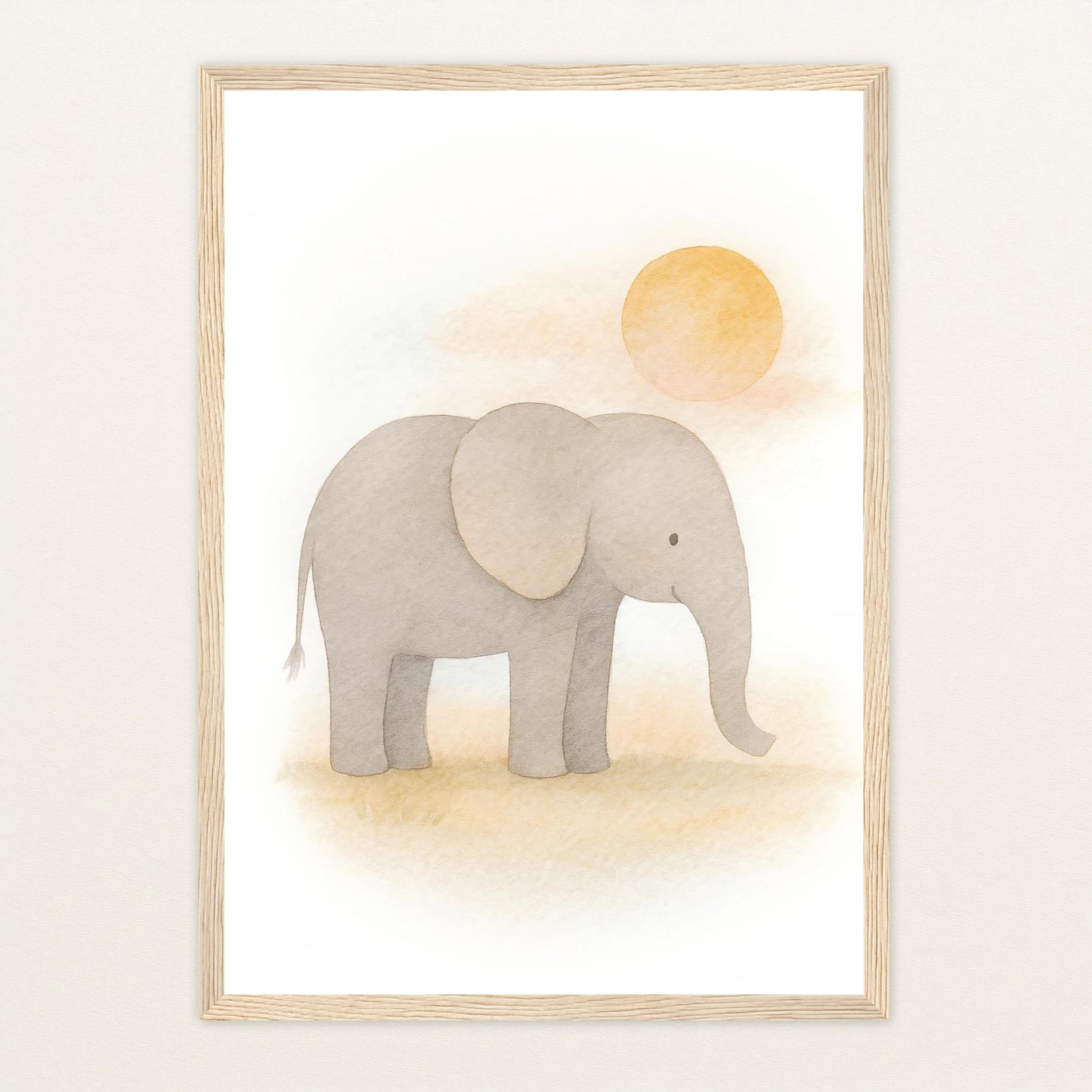 Emil der Elefant - Motiv: "Sonne" Poster mit Holzrahmen von tinylearner