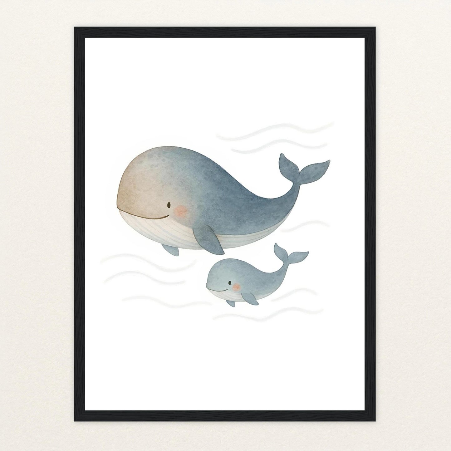 Willi der Wal - Motiv: "Familie" Poster mit Holzrahmen von tinylearner