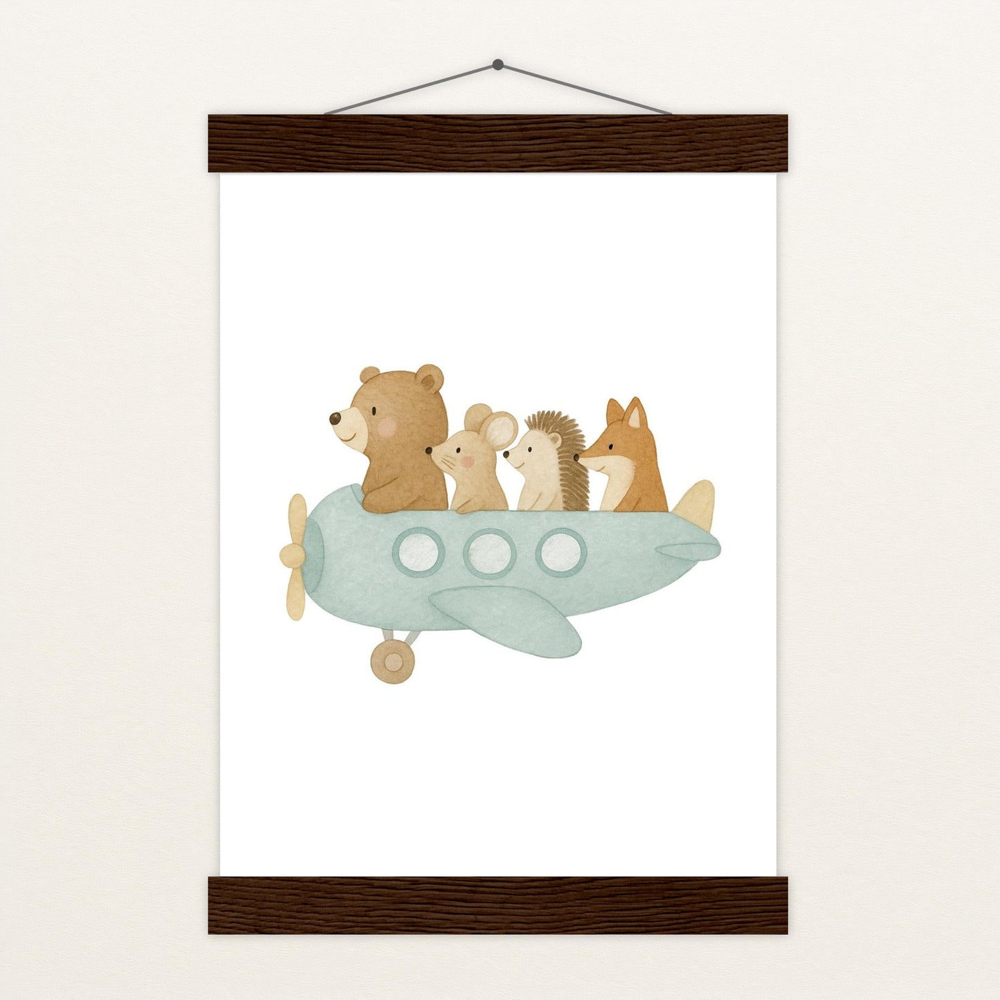 Tierfreunde - Motiv: "Flugzeug" Poster mit Leisten von tinylearner