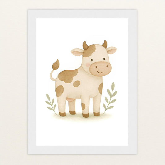 Klara die Kuh Poster mit Holzrahmen von tinylearner