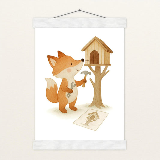 Finnegan der Fuchs - Motiv: "Baumhaus" Poster mit Leisten von tinylearner
