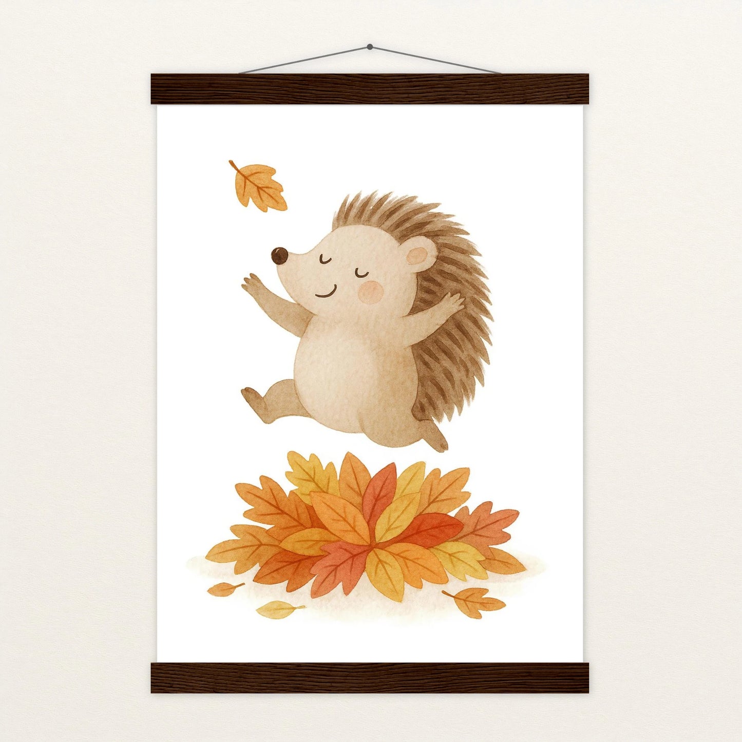 Iggi der Igel - Motiv: "Laub" Poster mit Leisten von tinylearner