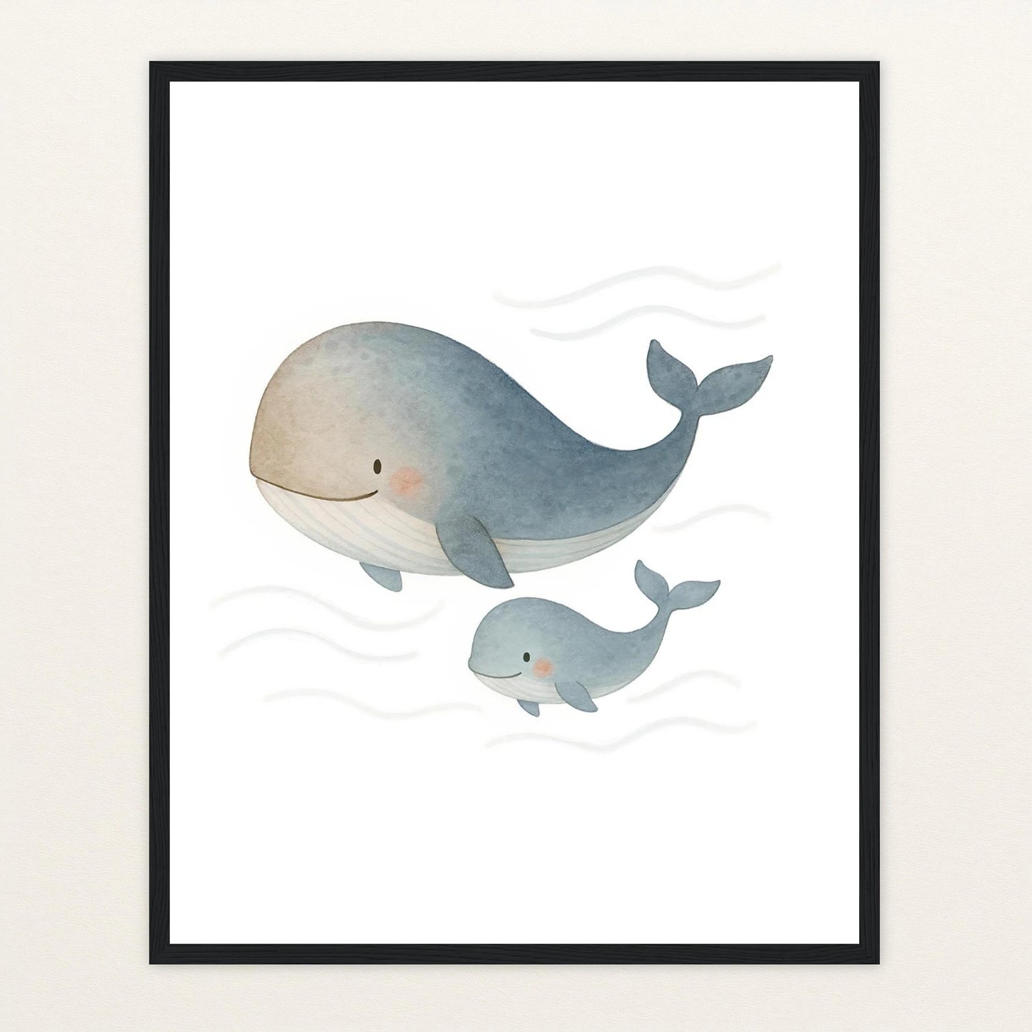 Willi der Wal - Motiv: "Familie" Poster mit Holzrahmen von tinylearner