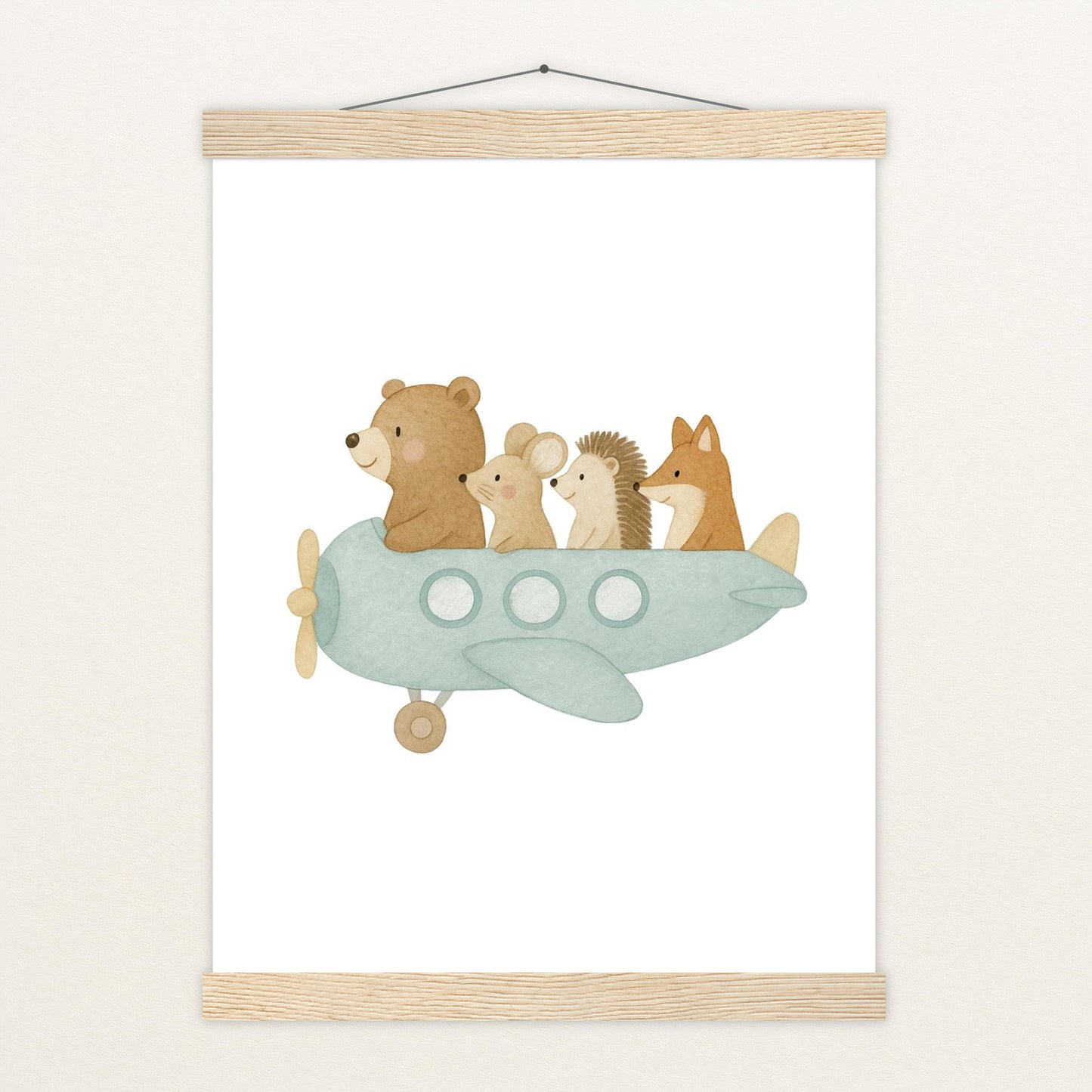 Tierfreunde - Motiv: "Flugzeug" Poster mit Leisten von tinylearner