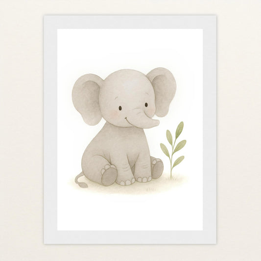 Emil der Elefant Poster mit Holzrahmen von tinylearner