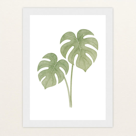 Monstera-Blätter Poster mit Holzrahmen von tinylearner