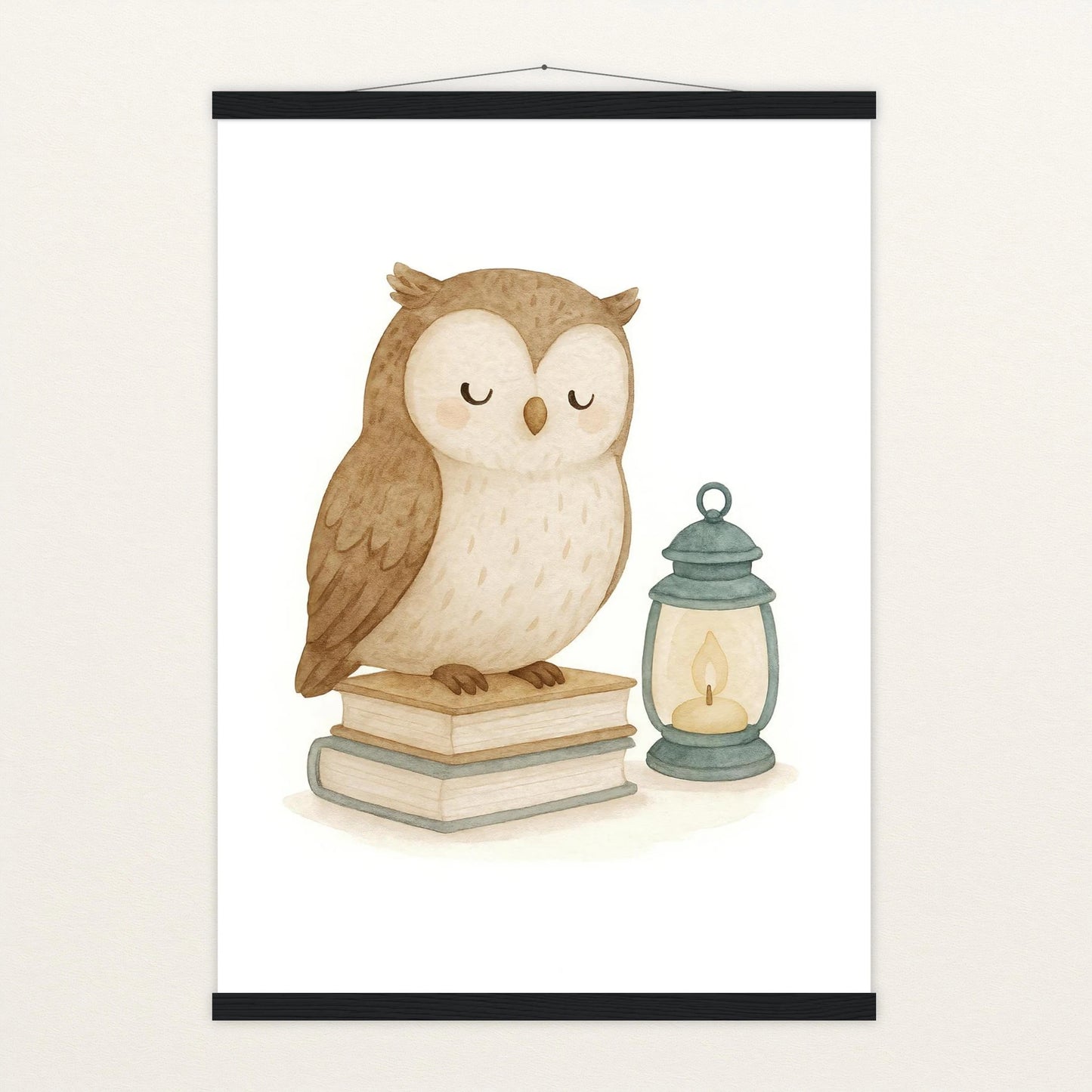 Emmi die Eule - Motiv: "Buch" Poster mit Leisten von tinylearner