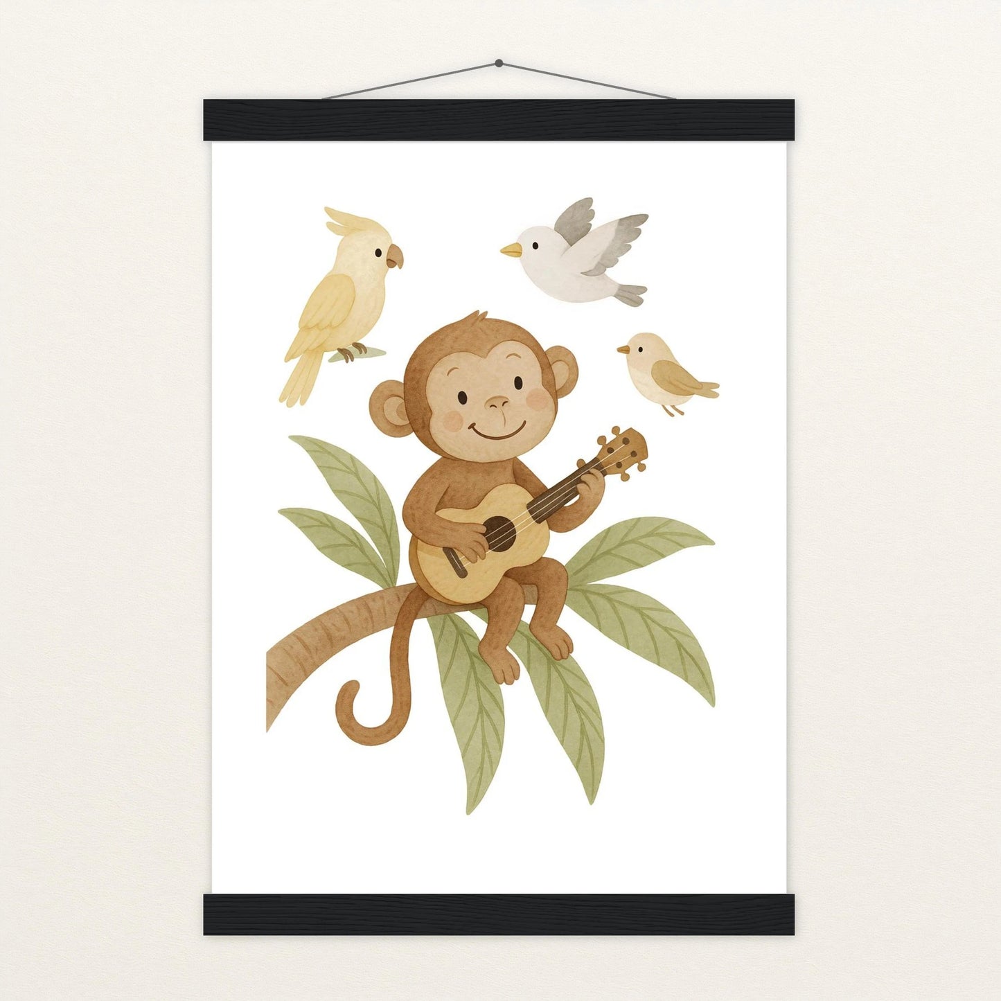 Aki der Affe - Motiv: "Ukulele" Poster mit Leisten von tinylearner