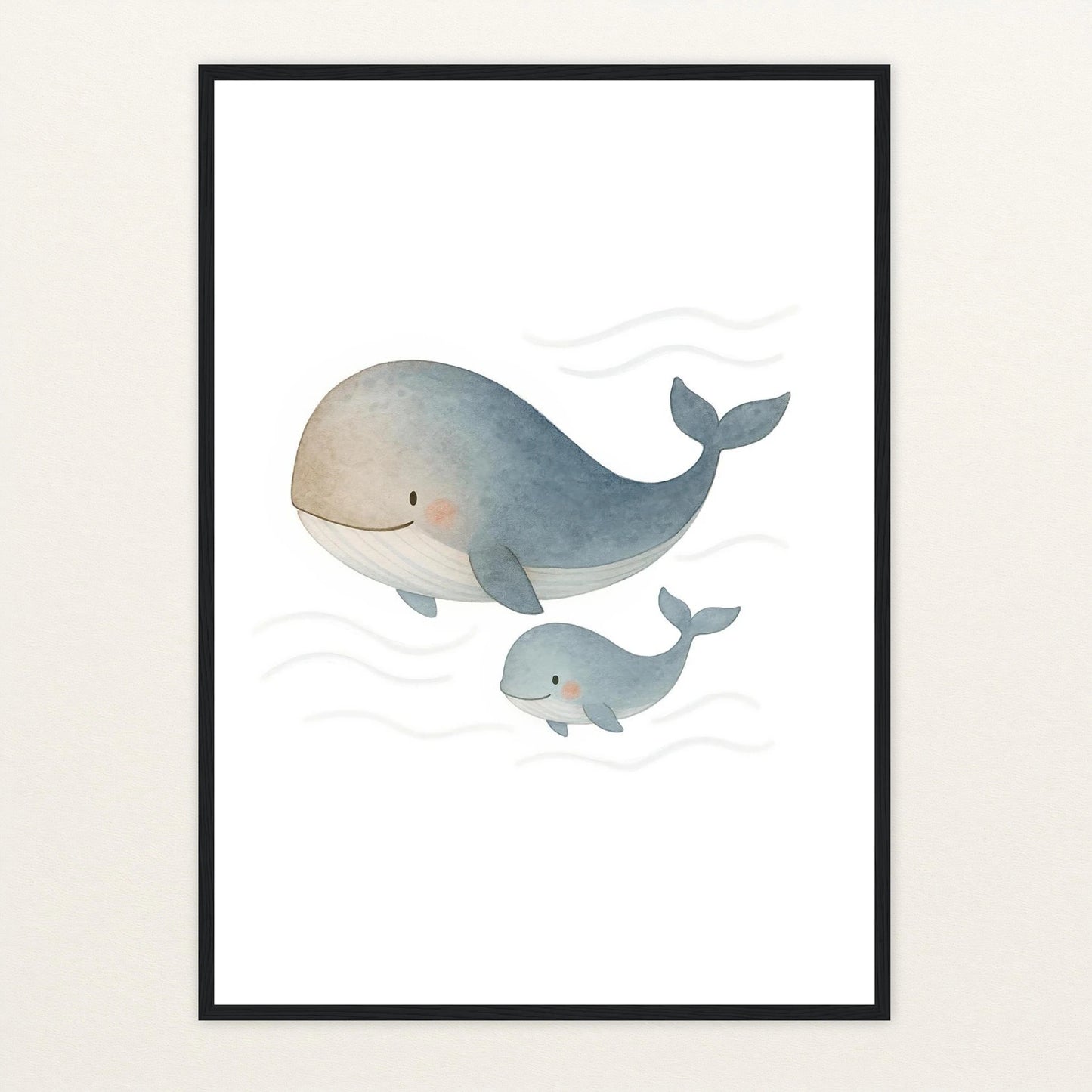 Willi der Wal - Motiv: "Familie" Poster mit Holzrahmen von tinylearner