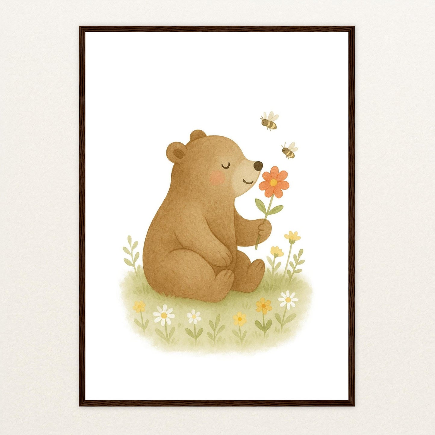 Balu der Bär - Motiv: "Blume" Poster mit Holzrahmen von tinylearner