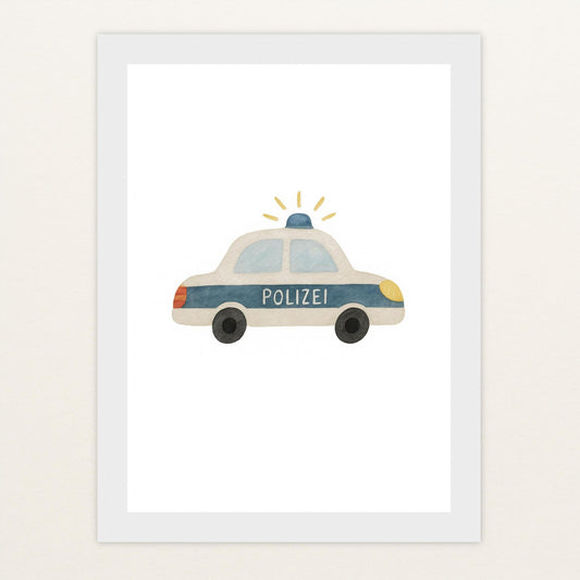 Polizei Poster mit Holzrahmen von tinylearner