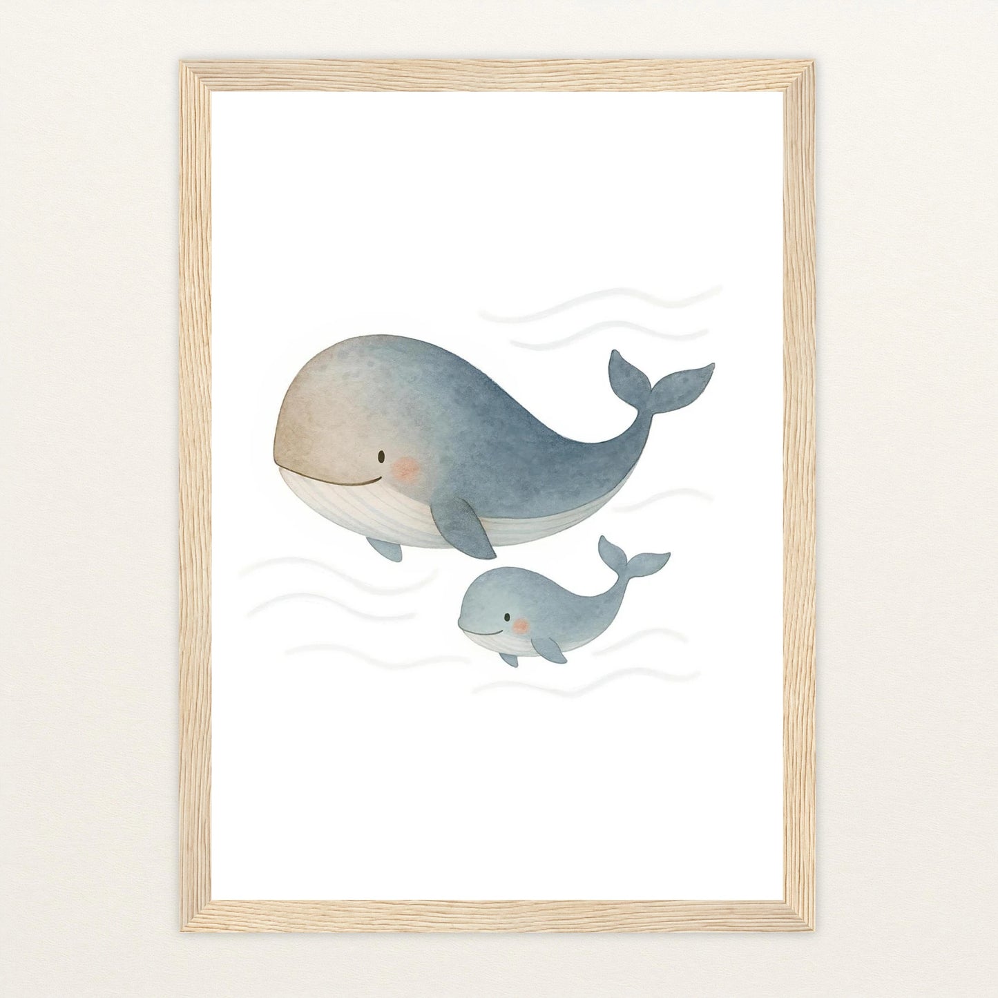 Willi der Wal - Motiv: "Familie" Poster mit Holzrahmen von tinylearner