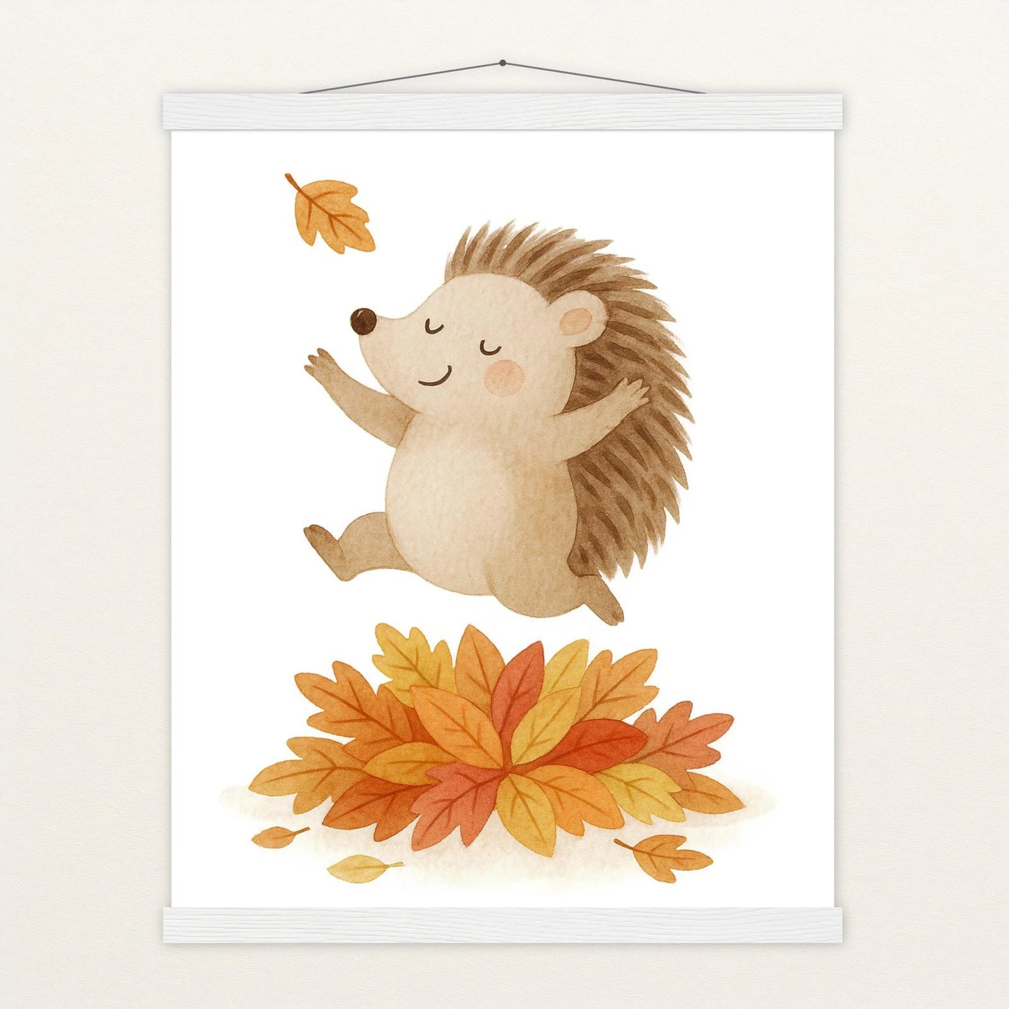 Iggi der Igel - Motiv: "Laub" Poster mit Leisten von tinylearner