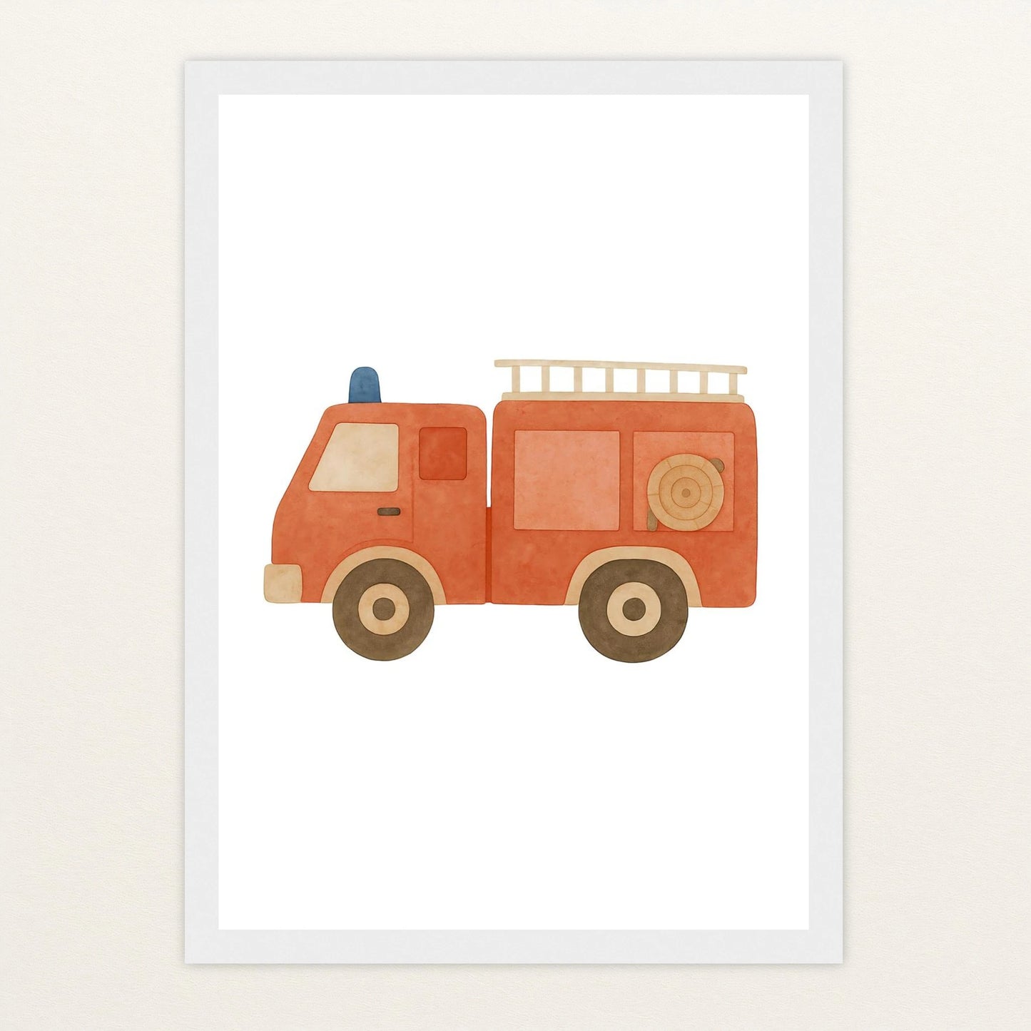 Feuerwehrauto Poster mit Holzrahmen von tinylearner